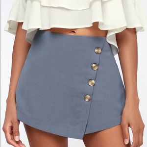 Lulus Melita Slate Blue Button-Front Skort